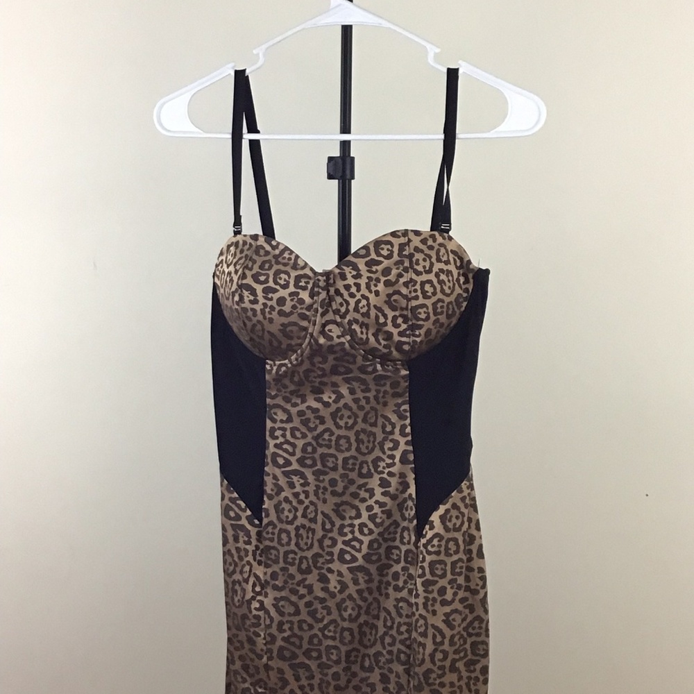 Leopard Print Midi Dress with Black Side Detail